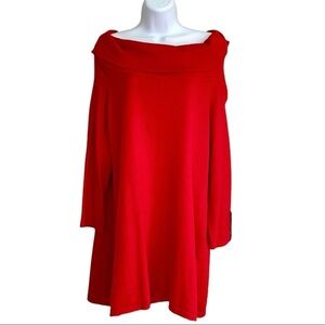 Red Off-Shoulder Sweater Tunic Large Longline
